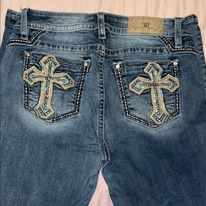 Miss Me Blue Jeans with Cross Embroidery